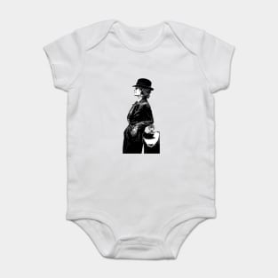 Polly Gray leans well dressed in sunglasses against a car as an abstract comic graphic peaky blinders (vers. 2) Baby Bodysuit